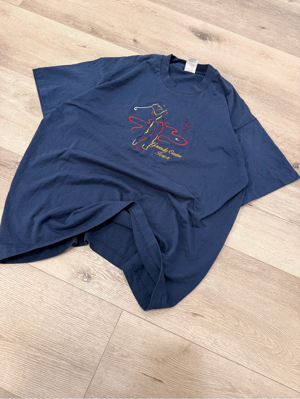Vintage Grand Center Iowa Embroidered Golf Graphic T-Shirt Navy Blue